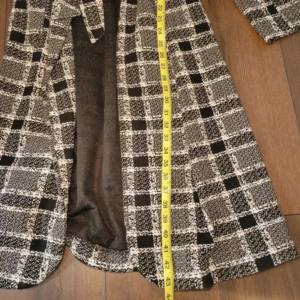 Shinestar womens lightweight black/ white belted coat duster Size M - Picture 7 of 8